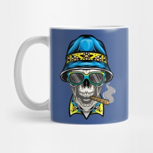 Smoking Skull Wearing Bucket Hat Mug